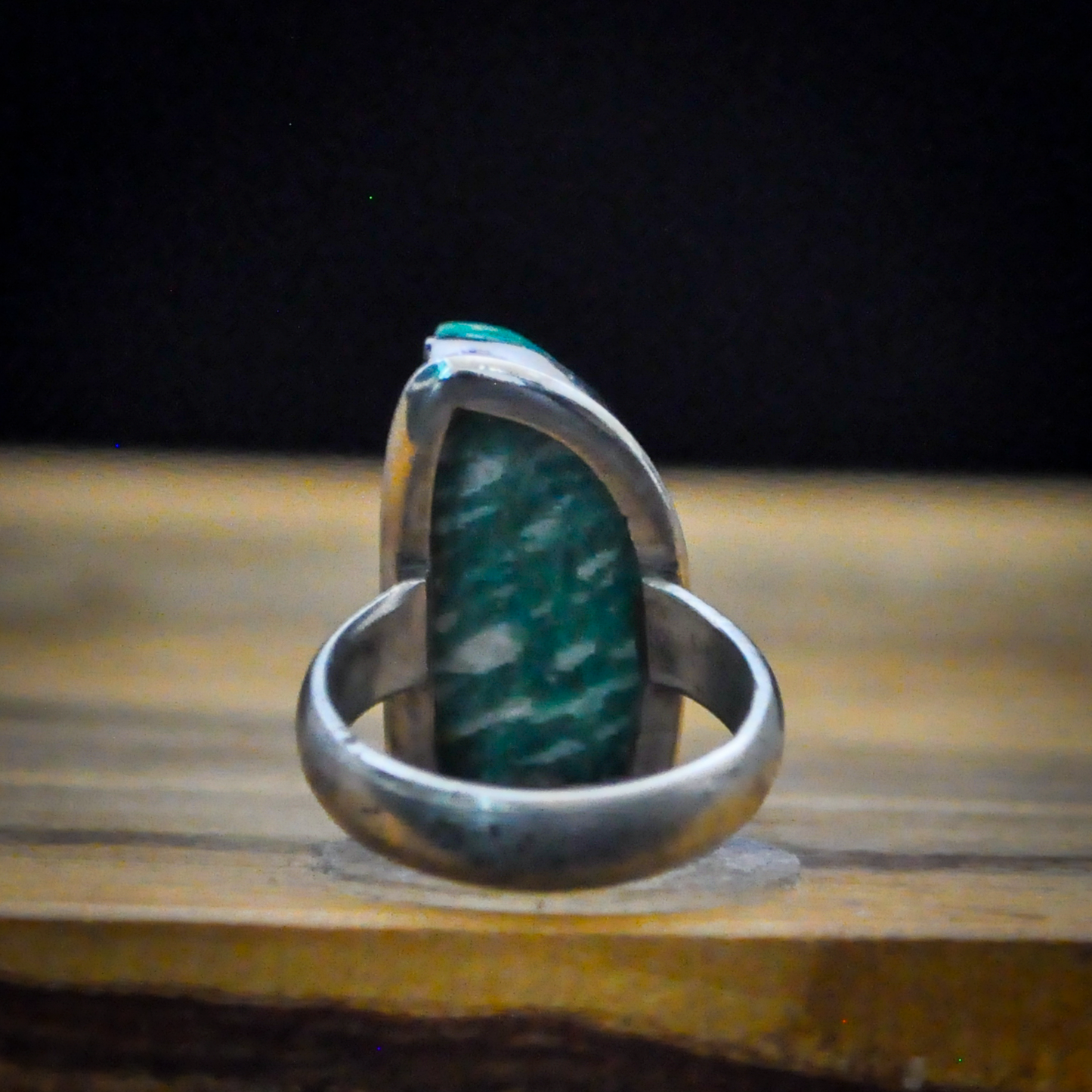 Sterling Amazonite Ring Green Gemstone Statement Piece, Size 7 - Seafoam Amazonite Ring Sterling Silver Healing Crystal Jewelry