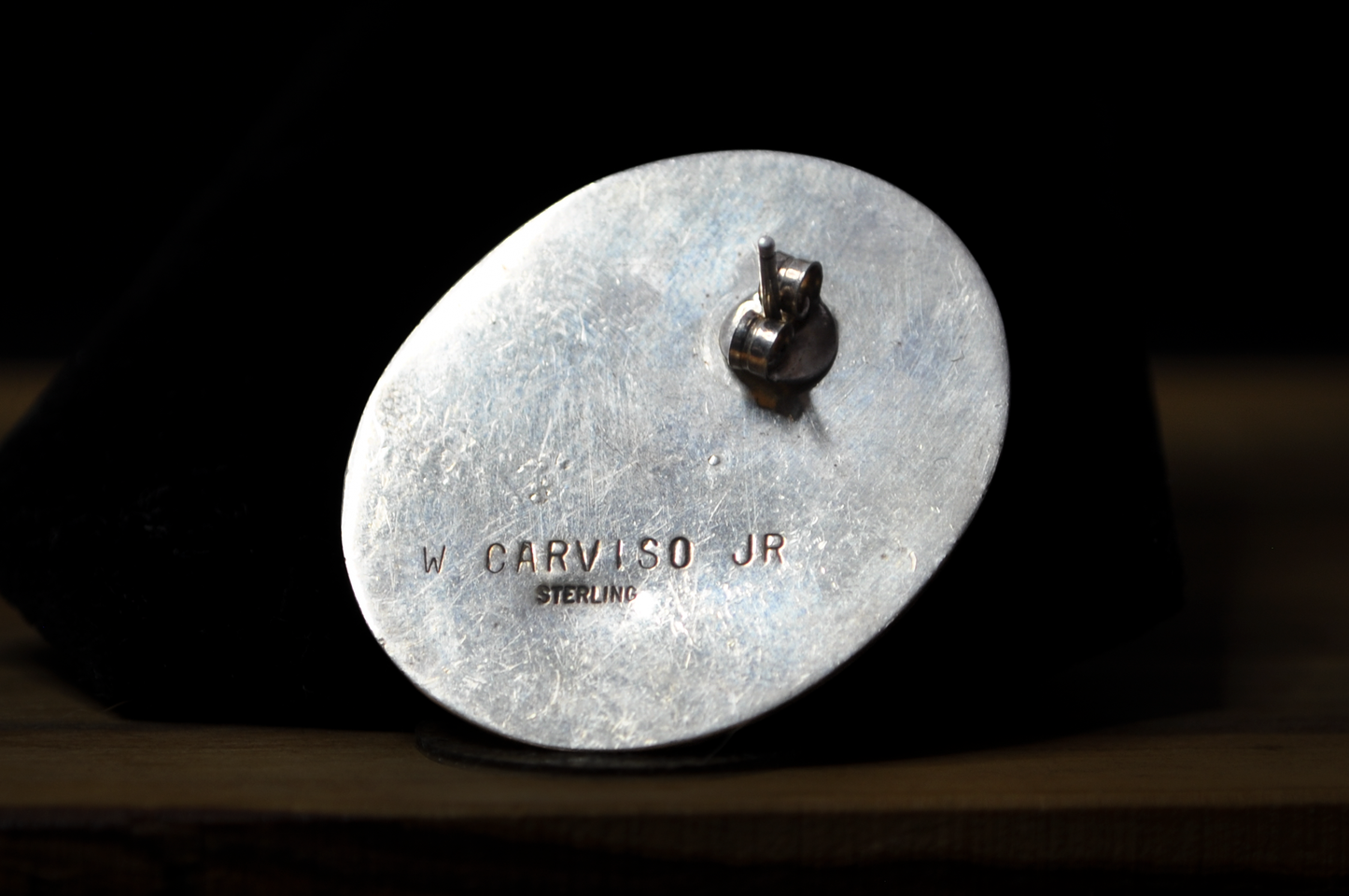 Large Oval Kingman Turquoise Statement Earrings with Matrix Pattern - Signed Blue Spiderweb Turquoise Polished Oval Gemstones in Silver Bezels