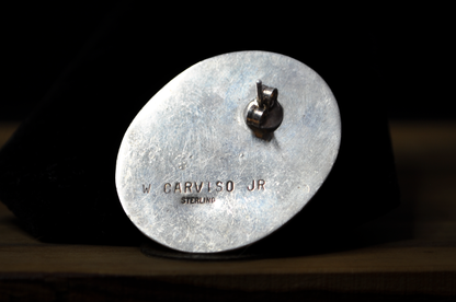 Large Oval Kingman Turquoise Statement Earrings with Matrix Pattern - Signed Blue Spiderweb Turquoise Polished Oval Gemstones in Silver Bezels