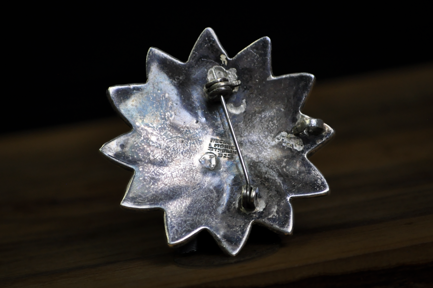 Vintage Mexican Sterling Silver & Abalone Shell Pinwheel Brooch Pendant - Taxco Mexico 925 Sterling Silver Iridescent Abalone Flower Pin