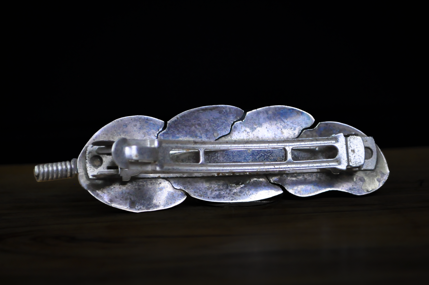 Handcrafted Southwestern Sterling Silver Eagle Feather Hair Clip Turquoise Stone Accent - Antique Eagle Feather Sterling Hairclip Turquoise Stone