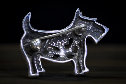 Vintage Jezlaine Sterling Silver Scottie Dog Brooch Filigree Tribal Scroll Design - Jezlaine Scottish Terrier Pin 925 Sterling Silver Openwork Figural Jewelry