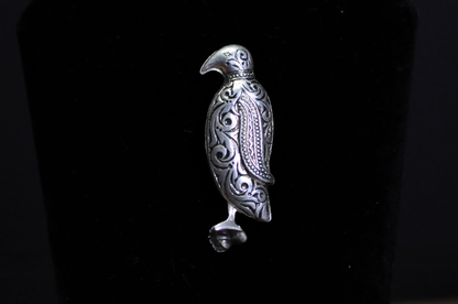 Vintage Sterling Silver Heraldic Eagle Brooch Filigree Tribal Scroll Design - Spain Bird Pin 925 Sterling Silver Openwork Figural Jewelry
