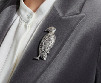 Vintage Sterling Silver Heraldic Eagle Brooch Filigree Tribal Scroll Design - Spain Bird Pin 925 Sterling Silver Openwork Figural Jewelry