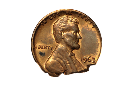 1963 Error Penny Ragged Clipped Planchet - Ragged Clip Planchet Error 1963 Lincoln Penny