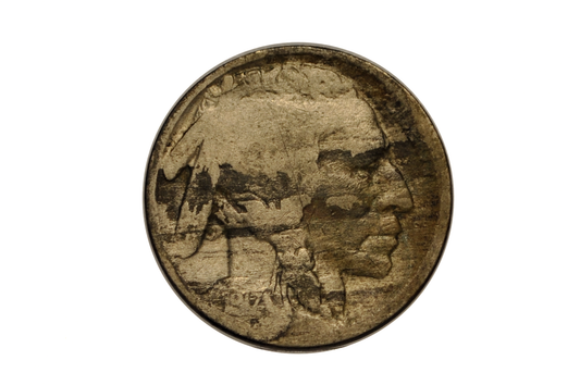 1917 Buffalo Nickel Lamination Error Coin - Buffalo Nickel Lamination Error Obverse 1917