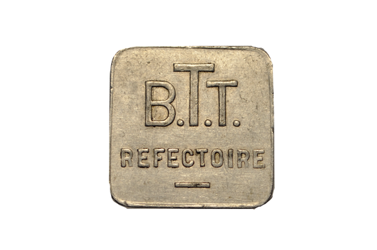 25 Cent French Canteen Square Aluminum Token - Antique Belgium Canteen Trade Token Twenty Five Cents
