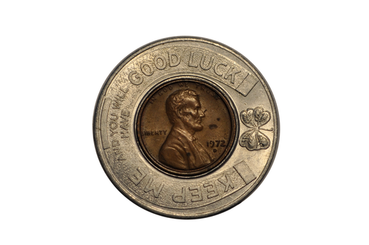 1972 Merchants Co-operative Bank of Boston Encased Penny Promotional Token - Boston Bank Promo Token 1972-D Good Luck Penny