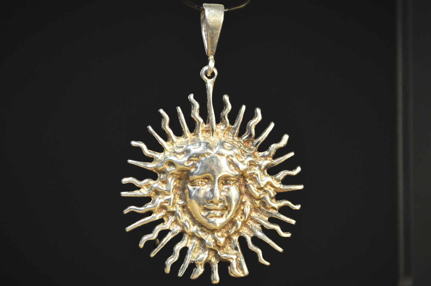 Antique Sterling Silver Sun Face Mexico Signed Pendant - Stunning Large Celestial Sun Face Mexican Necklace Charm
