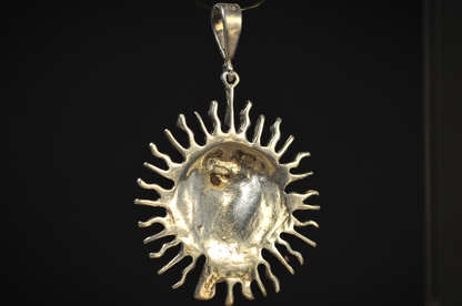Antique Sterling Silver Sun Face Mexico Signed Pendant - Stunning Large Celestial Sun Face Mexican Necklace Charm