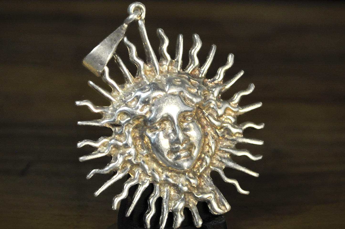 Antique Sterling Silver Sun Face Mexico Signed Pendant - Stunning Large Celestial Sun Face Mexican Necklace Charm