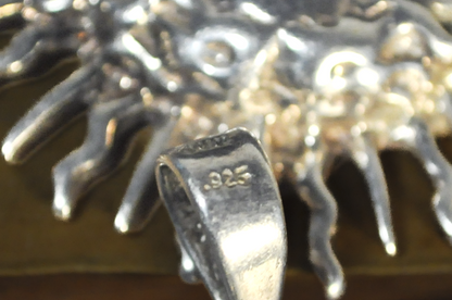 Antique Sterling Silver Sun Face Mexico Signed Pendant - Stunning Large Celestial Sun Face Mexican Necklace Charm