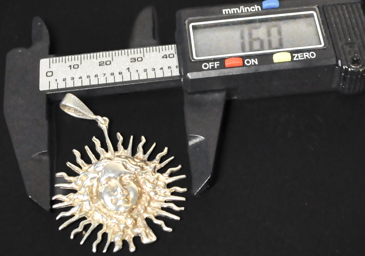 Antique Sterling Silver Sun Face Mexico Signed Pendant - Stunning Large Celestial Sun Face Mexican Necklace Charm