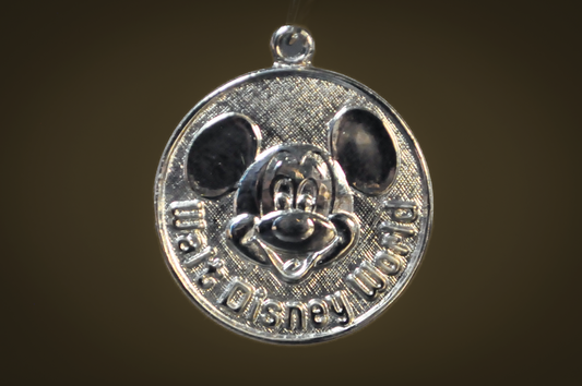 Vintage Sterling Silver Mickey Mouse Circular Pendant Walt Disney World - Walt Disney World Mickey Mouse Charm Sterling