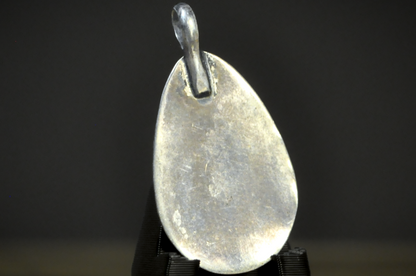 Vintage Navajo Sterling Silver Turquoise Teardrop Pendant - Native American Sterling Silver Turquoise Shadowbox Charm