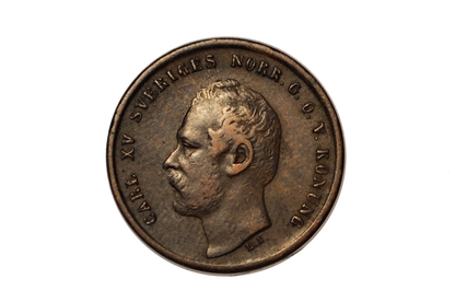 1864 Swedish 1 Ore Coin - XF+ Condition - King Carl XV - 1.848 Million Made - Great for Birthdays, Collections