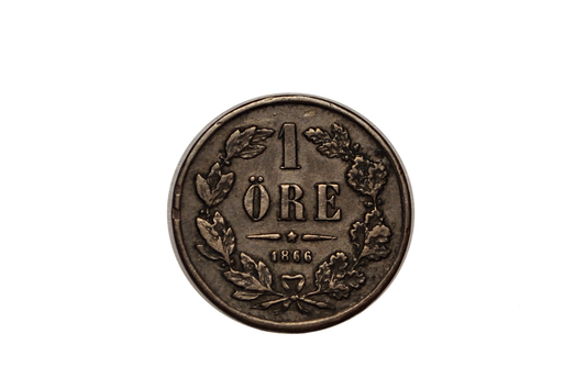 1866 Swedish 1 Ore Coin - XF Condition - King Carl XV - 327,000 Made - Great for Birthdays, Collections
