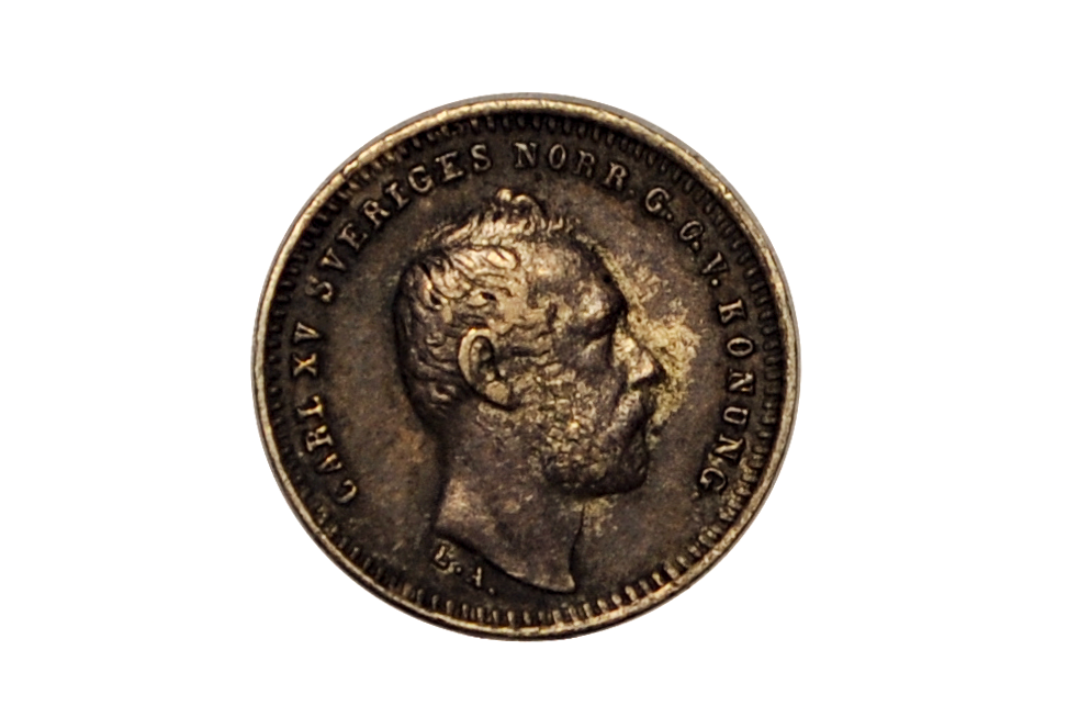 1871 Swedish 10 Ore Coin - King Carl XV - Rare - Great for Birthdays, Collections
