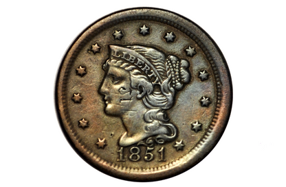 1851 Brothel Token Made From U.S. Large Cent "ONE C*NT" - Initials on the obverse