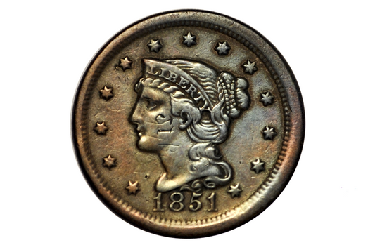 1851 Brothel Token Made From U.S. Large Cent "ONE C*NT" - Initials on the obverse