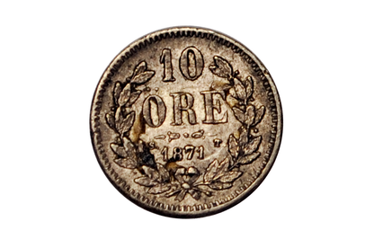 1871 Swedish 10 Ore Coin - King Carl XV - Rare - Great for Birthdays, Collections