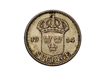 1914 Swedish 25 Ore Coin - Gustaf V - WW1 Collectible - Great for Birthdays, Collections