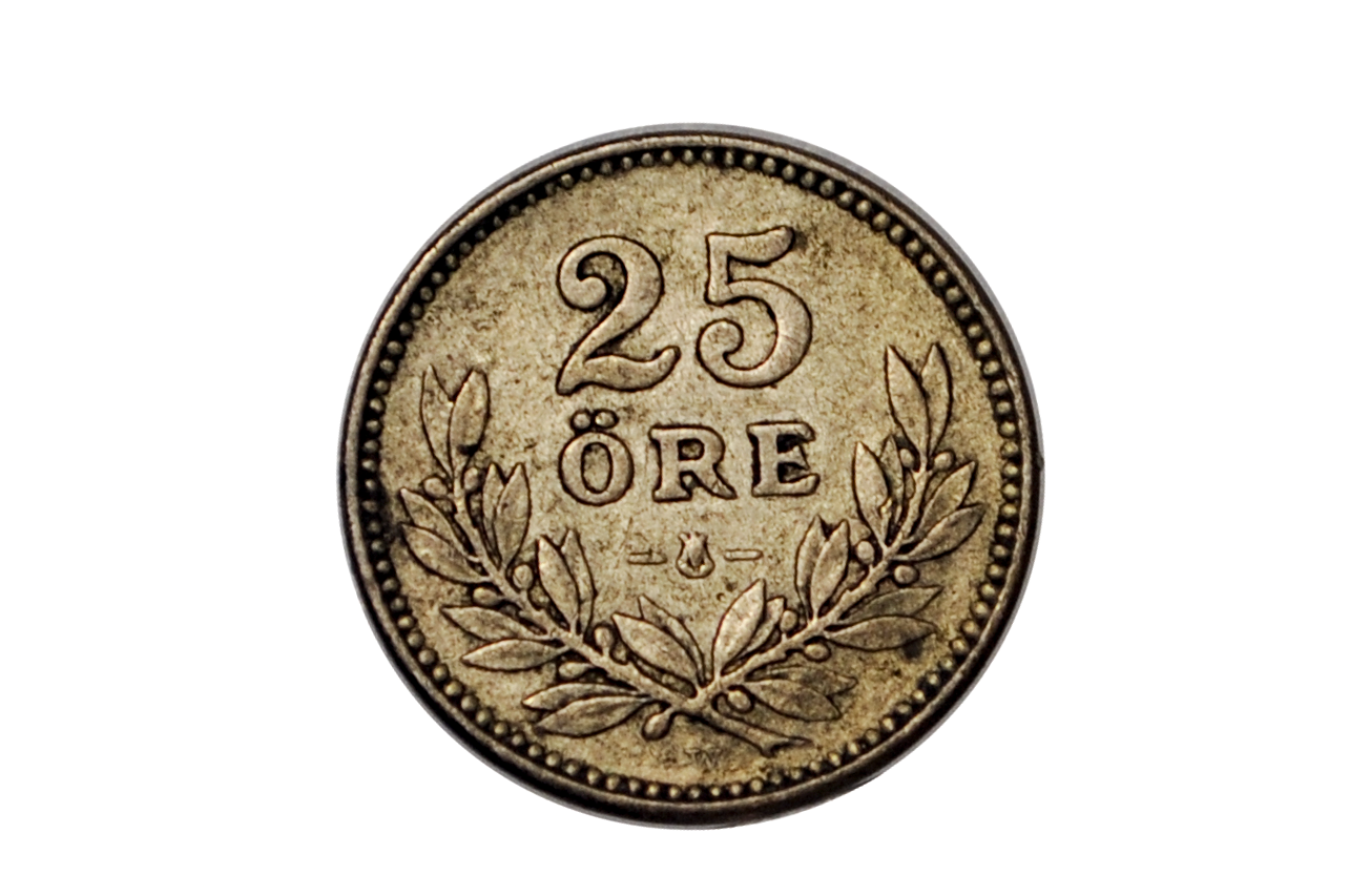 1914 Swedish 25 Ore Coin - Gustaf V - WW1 Collectible - Great for Birthdays, Collections