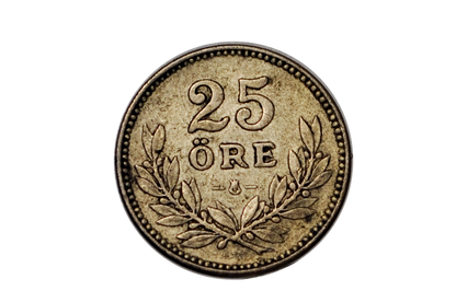1914 Swedish 25 Ore Coin - Gustaf V - WW1 Collectible - Great for Birthdays, Collections