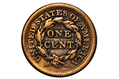 1851 Brothel Token Made From U.S. Large Cent "ONE C*NT" - Initials on the obverse