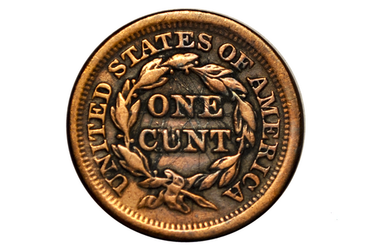 1851 Brothel Token Made From U.S. Large Cent "ONE C*NT" - Initials on the obverse