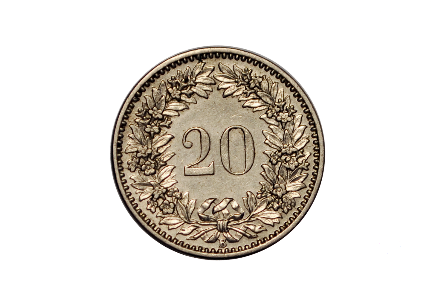 1885B Switzerland 20 Rappen - XF/AU - 1885 B Helvetica 20 Rappen - Swiss 20 Rappen 1885 - Great Coin