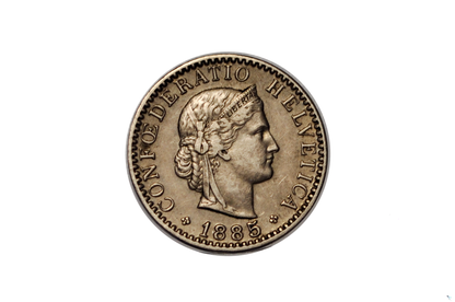 1885B Switzerland 20 Rappen - XF/AU - 1885 B Helvetica 20 Rappen - Swiss 20 Rappen 1885 - Great Coin