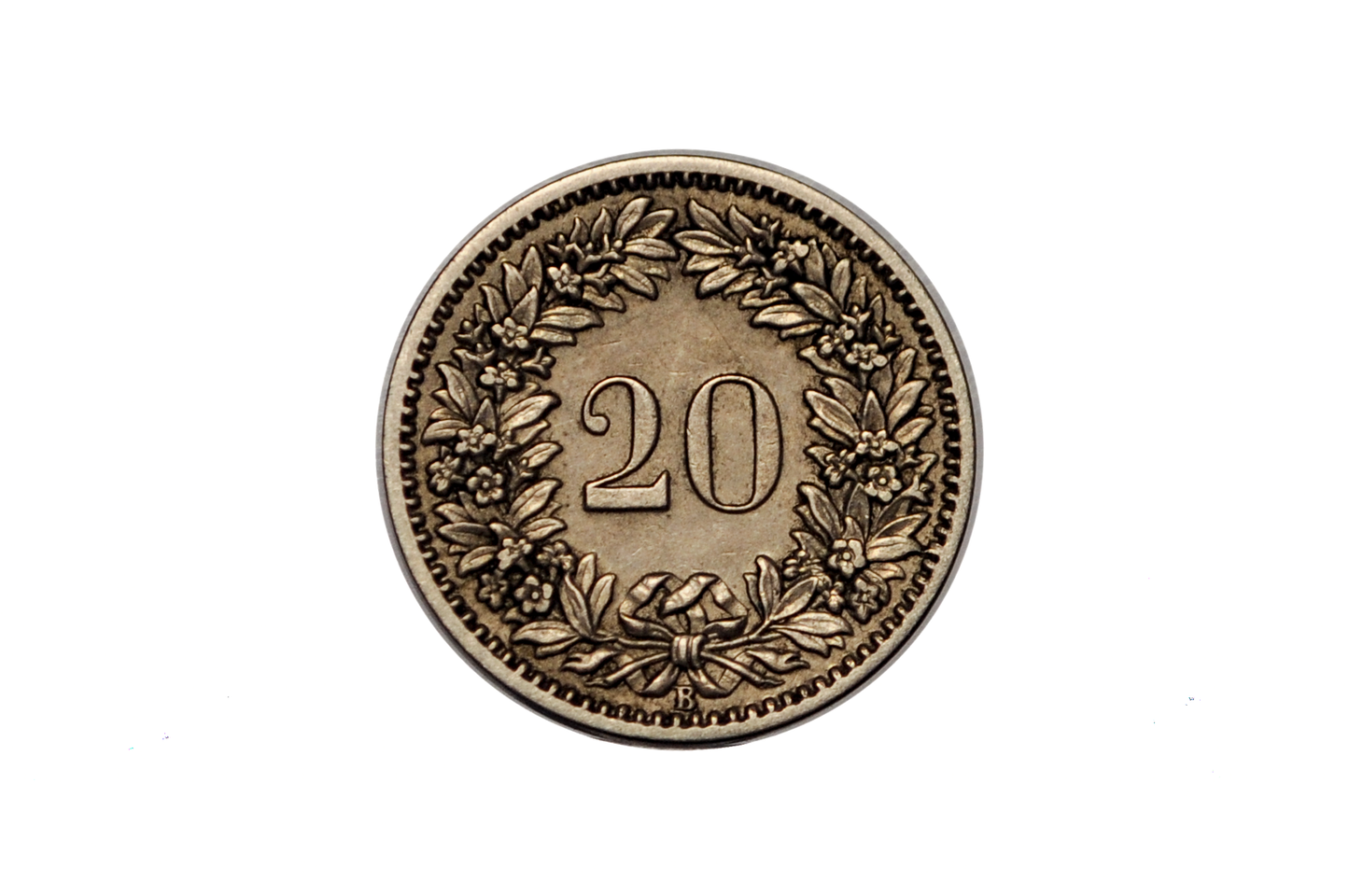 1885B Switzerland 20 Rappen - XF/AU - 1885 B Helvetica 20 Rappen - Swiss 20 Rappen 1885 - Great Coin