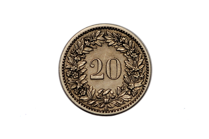 1885B Switzerland 20 Rappen - XF/AU - 1885 B Helvetica 20 Rappen - Swiss 20 Rappen 1885 - Great Coin