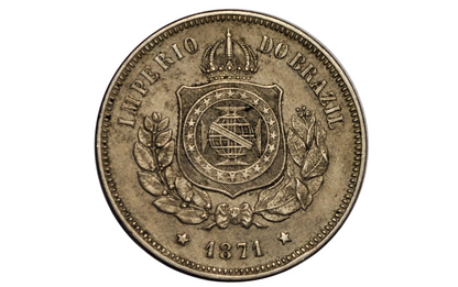 1871 100 Reis Brazil - AU Condition - Imperio Do Brazil One Hundred Reis 1871 - Old Brazilian Coin