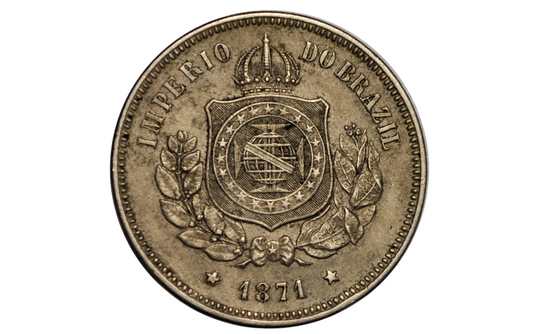 1871 100 Reis Brazil - AU Condition - Imperio Do Brazil One Hundred Reis 1871 - Old Brazilian Coin