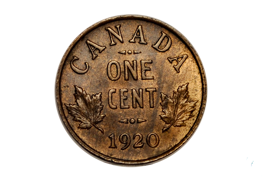 1920 Canadian Cent Small Size - Uncirculated, Beautiful Luster and Color - One Cent Canada Small 1920 Canadian Penny