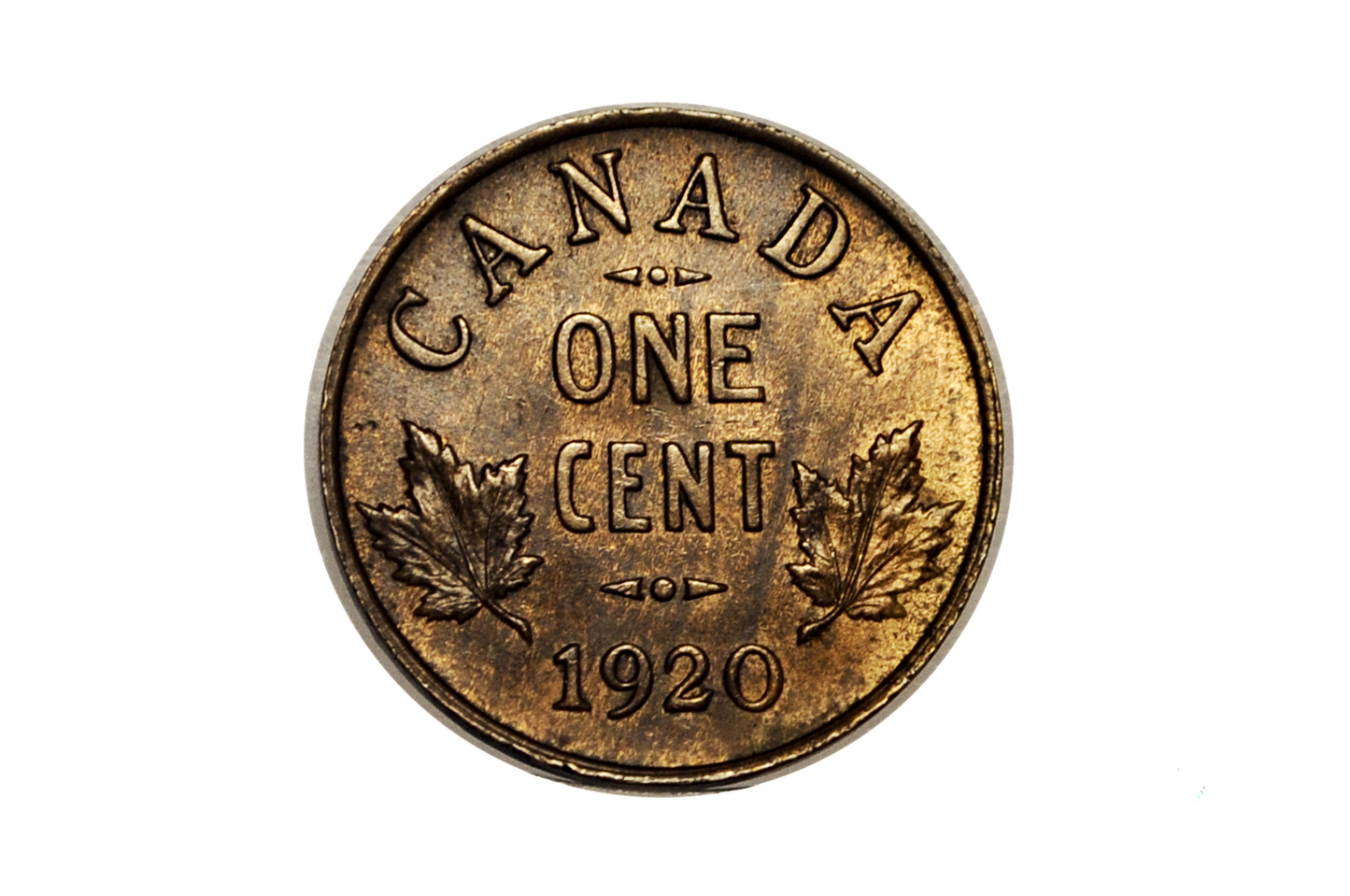 1920 Canadian Cent Small Size - Uncirculated, Beautiful Luster and Color - One Cent Canada Small 1920 Canadian Penny