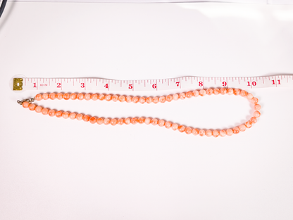 Peach Tide Polished Coral Bead Necklace - Sterling Clasp