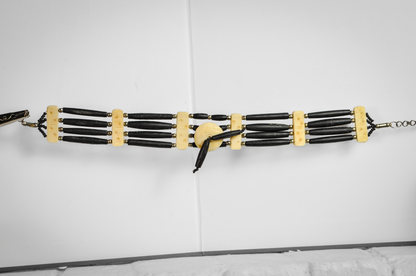 Native Rustic Edge Black & Cream Statement Choker | Carved Bone Choker