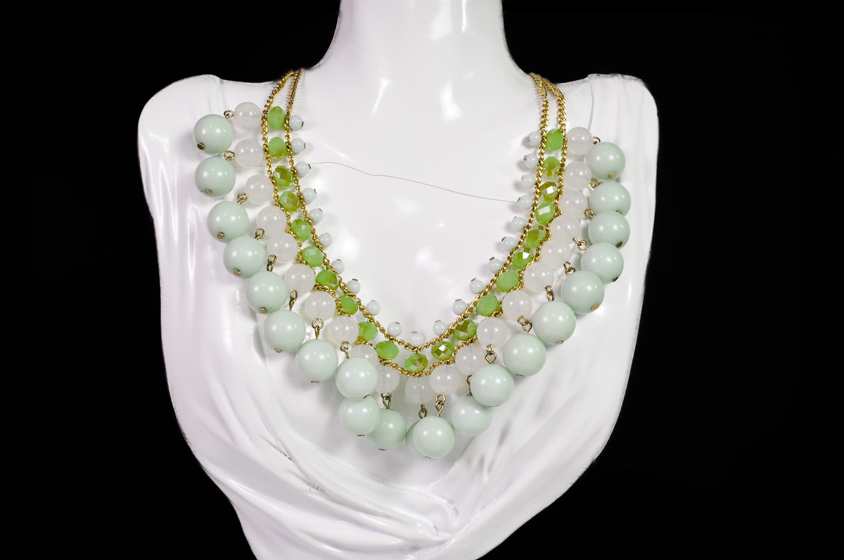 Stunning Mint Cascading Bib Necklace - Statement Jewelry