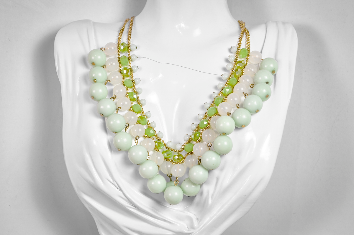 Stunning Mint Cascading Bib Necklace - Statement Jewelry