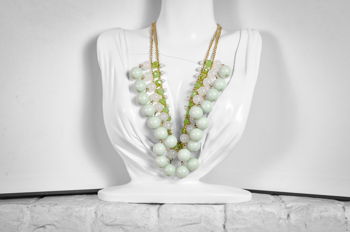 Stunning Mint Cascading Bib Necklace - Statement Jewelry
