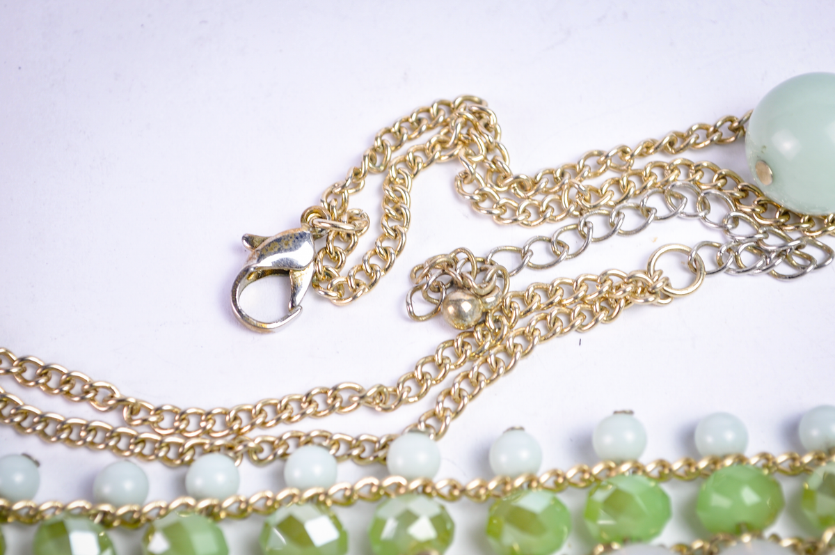 Stunning Mint Cascading Bib Necklace - Statement Jewelry