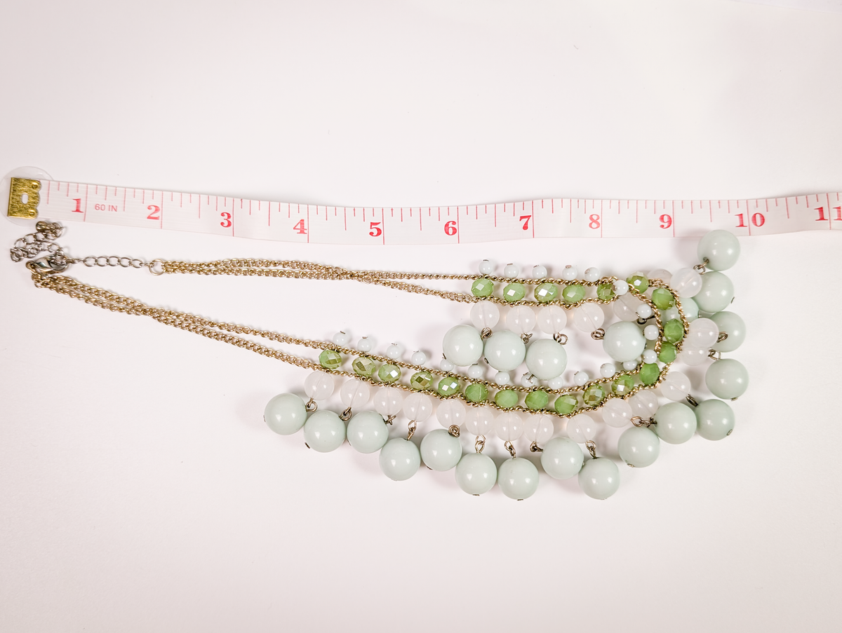 Stunning Mint Cascading Bib Necklace - Statement Jewelry