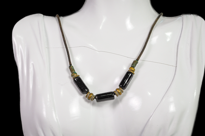 Midnight Muse Black Glass Geometric Bead Necklace