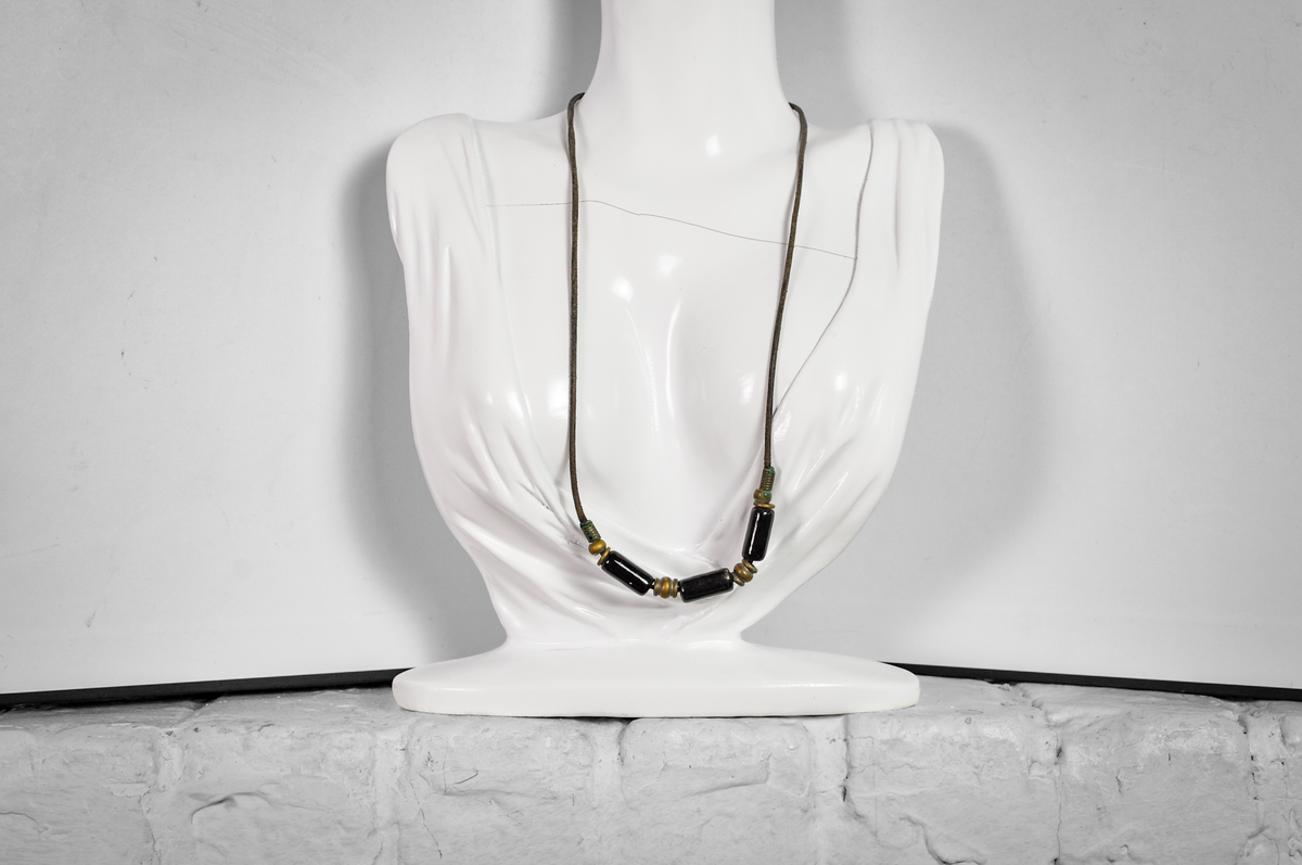 Midnight Muse Black Glass Geometric Bead Necklace