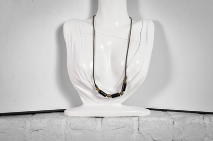 Midnight Muse Black Glass Geometric Bead Necklace