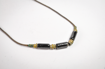 Midnight Muse Black Glass Geometric Bead Necklace