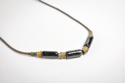 Midnight Muse Black Glass Geometric Bead Necklace